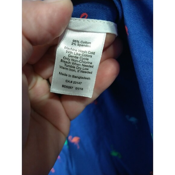 Talbots Woman 8 Blue Chino Pants Flamingo Print Cropped Preppy Academia Casual - Picture 7 of 10